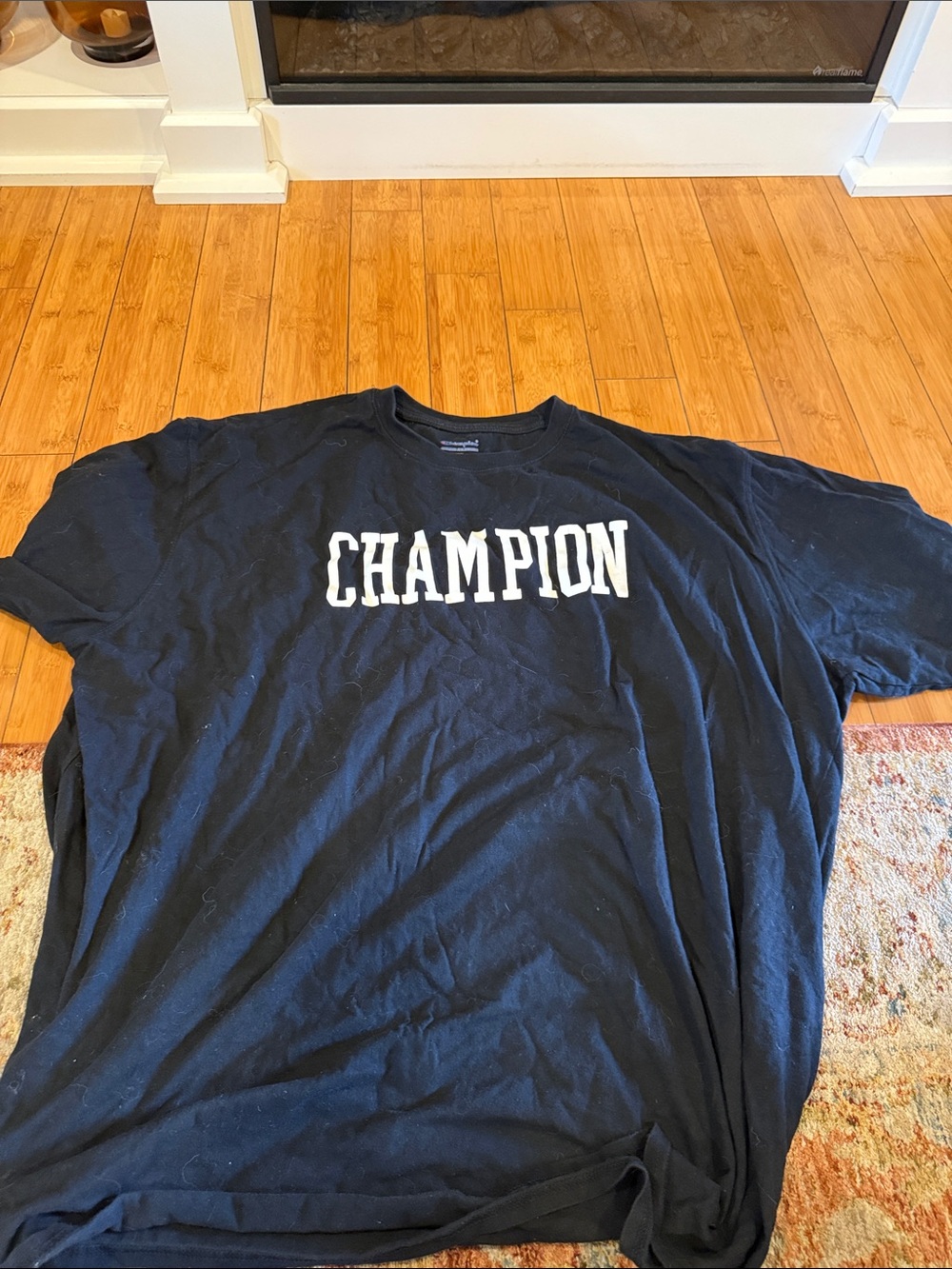 Champion Black Short Sleeve Tee with White Logo